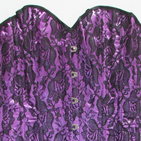 Purple with Black Lace Overlay Corset - NEW - Picture 4 of 7